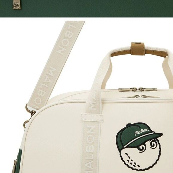 Malbon Golf Green White Travel Duffle Bag Weekender Carry-On Shoulder Strap - Picture 8 of 10